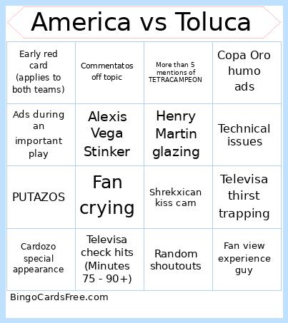 America vs Toluca Bingo