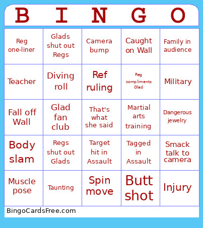 American Gladiators Bingo Card
