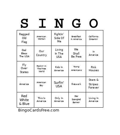 American Pride V01 Bingo