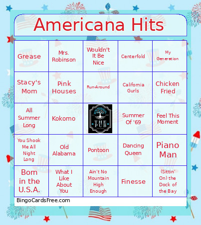 Americana Hits Bingo Card