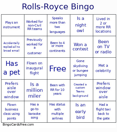 Americas All Hands Bingo Card
