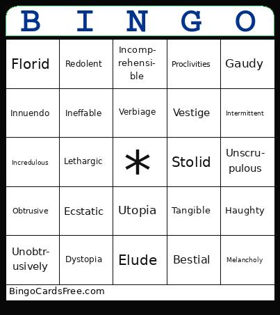 Amlit College Prep Final Exam Bingo