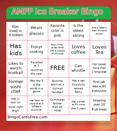 AMPP Ice Breaker Bingo Card