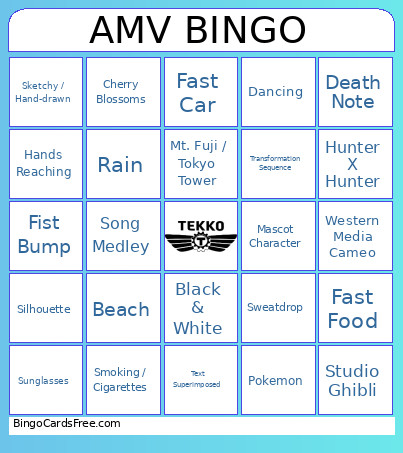 AMV Bingo Card
