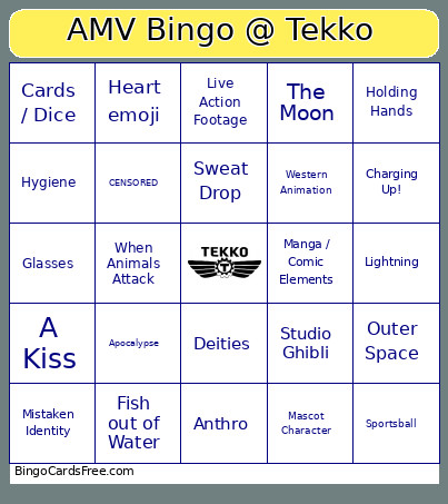 AMV Tekko 2026 Bingo Card