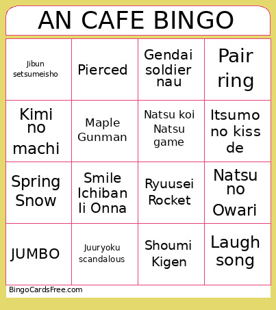 AN CAFE Bingo Card