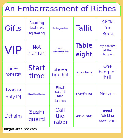 An Embarrassment Of Riches Bingo Card