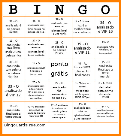ANALISE MLA Bingo Card