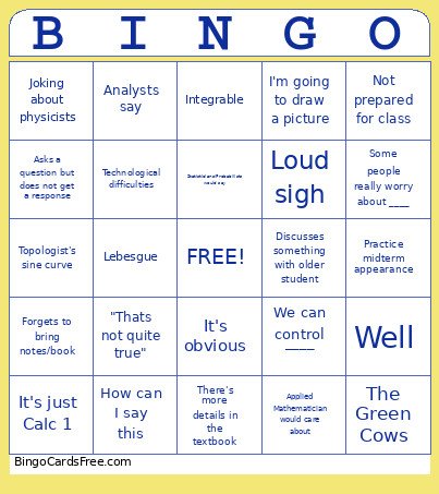 Analysis Bingo Card