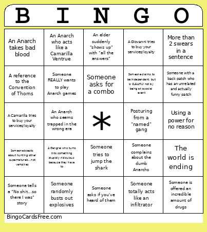 Anarch Bingo Card