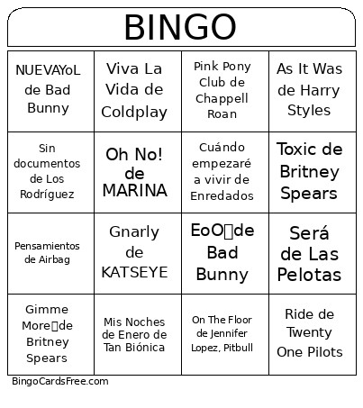 Ana's 20th Birthday Bingo Card