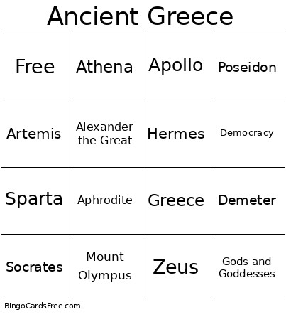 Ancient Greece Bingo Card
