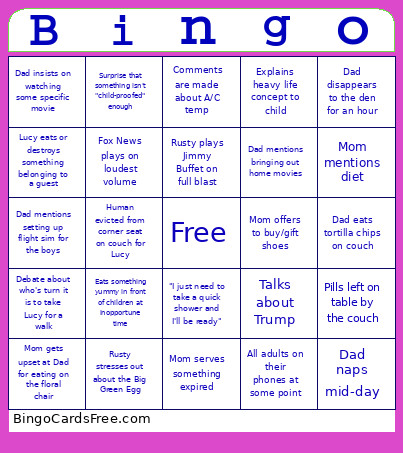 Anderson Family Bingo Card