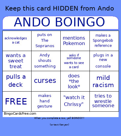 ANDO BOINGO 2026 Bingo Card