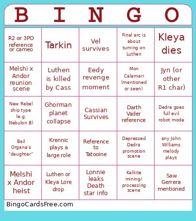 Andor E10-12 Bingo Card
