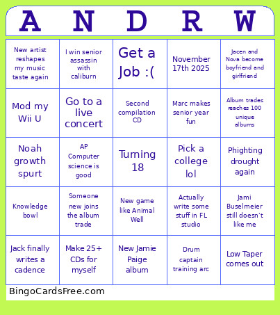 ANDRW Bingo Card