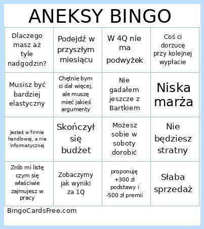 ANEKSY Bingo Card