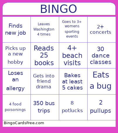Angelas 2025 Bingo Card