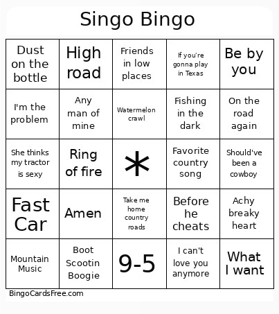 ANGP Country Bingo Card