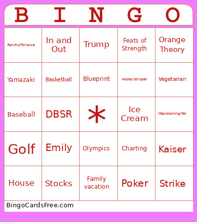 Anil Bingo Card