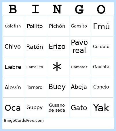 ANIMALES DE GRANJA Bingo