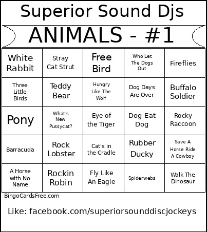 ANIMALS - #1 Bingo Card