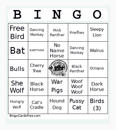 Animals Bingo Card