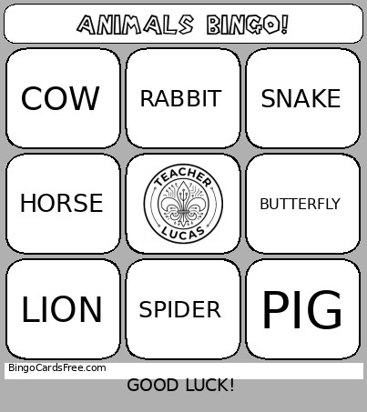 ANIMALS ! Bingo Card