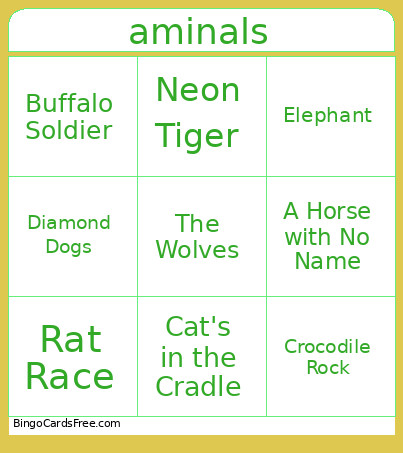 Animals - Mb Bingo Card