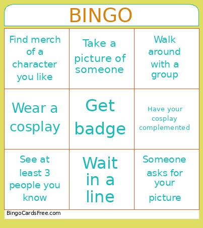 Animazement Bingo Card