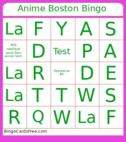 Anime Boston Bingo