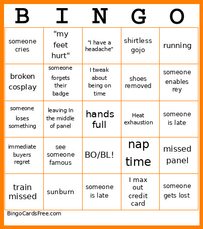 ANIME EXPO Bingo Card