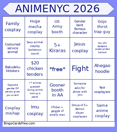 Animenyc 2026 Bingo Card