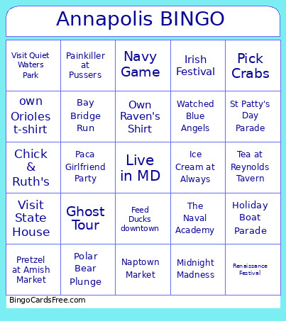 Annapolis Bingo Card