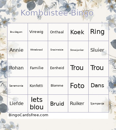 Annie Se Kombuistee Bingo Card 3