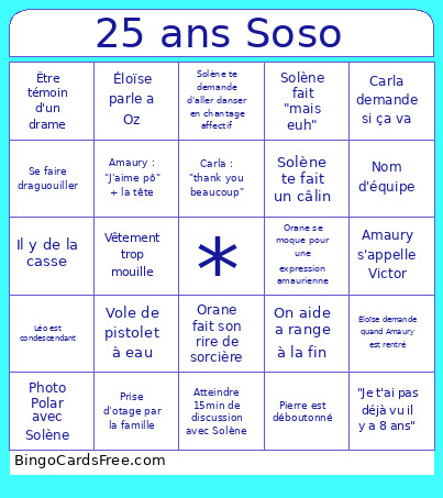 Anniversaire Solene Bingo Card