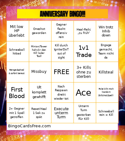 Anniversary !!! Bingo Card