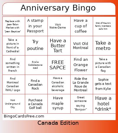 Anniversary Bingo
