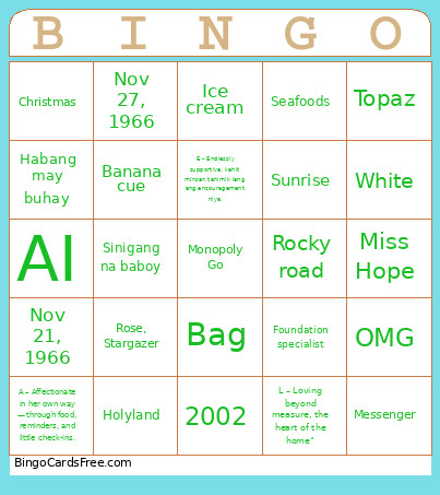 ANNNAAAAAA Bingo Card