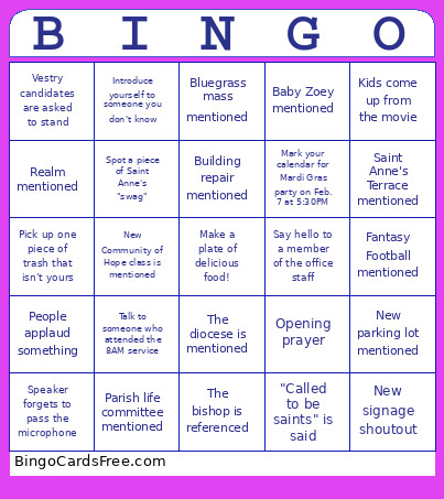 Annual Meeting Bingo Card