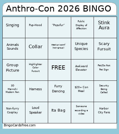 Anthro-Con 2026 Bingo Card