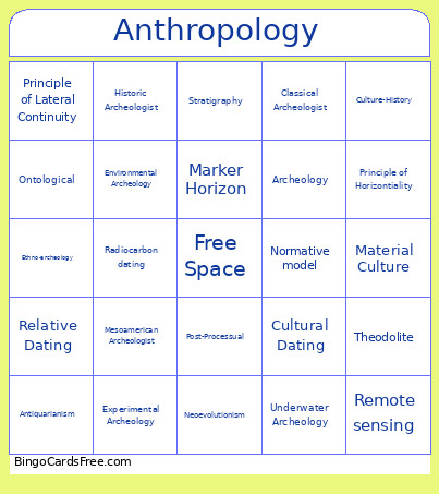 Anthropology Module 5/6 Bingo Card