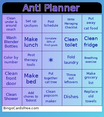 Anti Planner Bingo Card