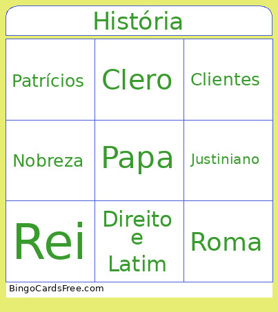 Antigudade E Idade Média Bingo Card