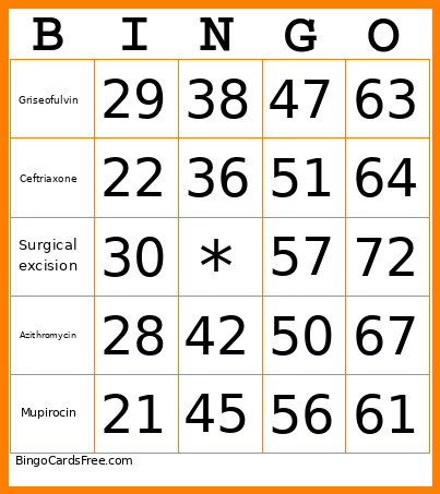 Antimicrobial Bingo Card