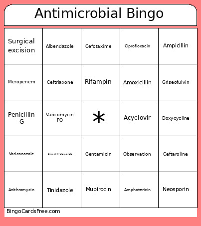 Antimicrobial Bingo Card