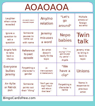 AOAOAOA Bingo Card