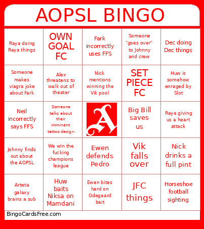 AOPSL Bingo Card