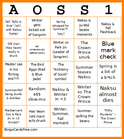 AOSS1 Bingo Card