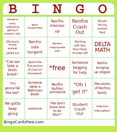 AP Calc Bingo Card
